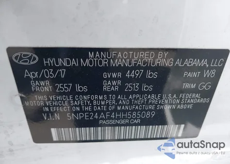 2017 Hyundai Sonata from USA, damaged, VIN 5NPE24AF4HH585089